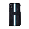 Personalized Blue Stripe iPhone Xs / iPhone X Black Leather Case