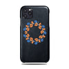 Personalized Orange & Blue Flowers iPhone 11 Pro Black Leather Case