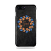 Personalized Orange & Blue Flowers iPhone 8 Plus / iPhone 7 Plus Black Leather Case