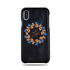 Personalized Orange & Blue Flowers iPhone Xs / iPhone X Black Leather Case