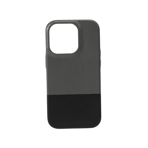 Fossil Gray & Crow Black iPhone 14 Pro Leather Case with MagSafe