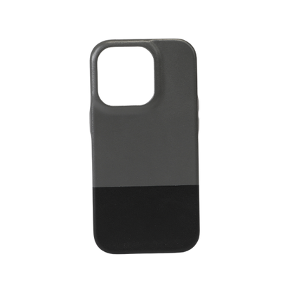 Fossil Gray & Crow Black iPhone 14 Pro Leather Case with MagSafe