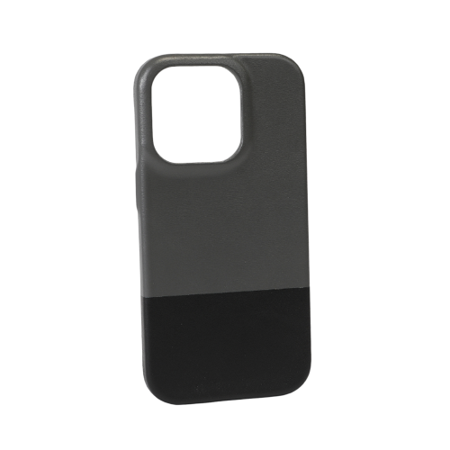 Fossil Gray & Crow Black iPhone 14 Pro Leather Case with MagSafe