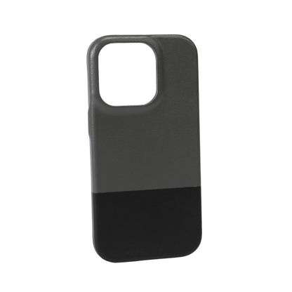 Fossil Gray & Crow Black iPhone 14 Pro Leather Case with MagSafe