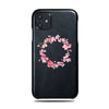 Personalized Pink Flowers iPhone 11 Black Leather Case