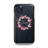 Personalized Pink Flowers iPhone 11 Pro Max Black Leather Case