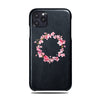 Personalized Pink Flowers iPhone 11 Pro Max Black Leather Case