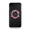 Personalized Pink Flowers iPhone 8 Plus / iPhone 7 Plus Black Leather Case