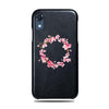 Personalized Pink Flowers iPhone XR Black Leather Case