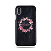 Personalized Pink Flowers iPhone Xs / iPhone X Black Leather Case
