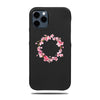 Personalized Apple iPhone Cases-Personalized Pink Flowers iPhone 12 Pro Black Leather Case-iPhone 12 Pro Leather Snap-On Case-Kulör Cases