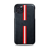 Personalized Red Stripe iPhone 11 Pro Black Leather Case