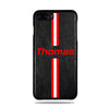Personalized Red Stripe iPhone 8 Plus / iPhone 7 Plus Black Leather Case