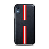 Personalized Red Stripe iPhone XR Black Leather Case