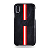 Personalized Red Stripe iPhone Xs Max Black Leather Case